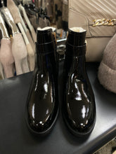 Load image into Gallery viewer, Patent Black Quilted Ankle Boots