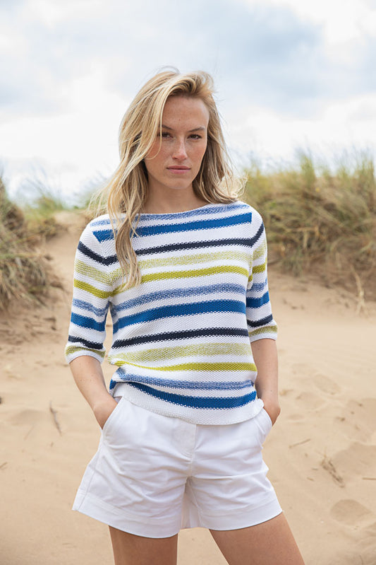 Marble 3/4 Sleeve Striped Jumper