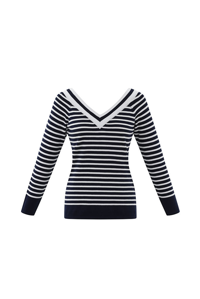 Marble Striped V-Neck Top