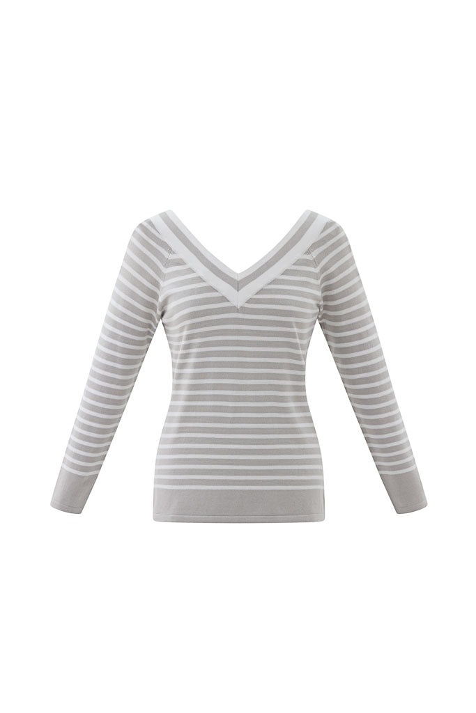 Marble Striped V-Neck Top