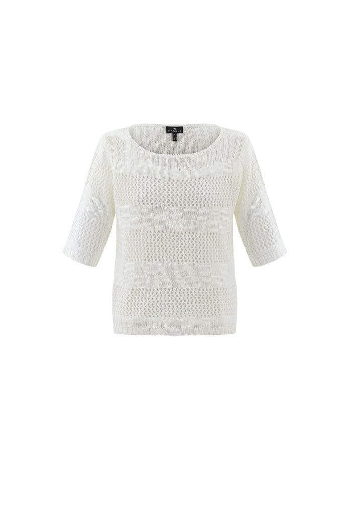 Marble Square Crochet Look Jumper