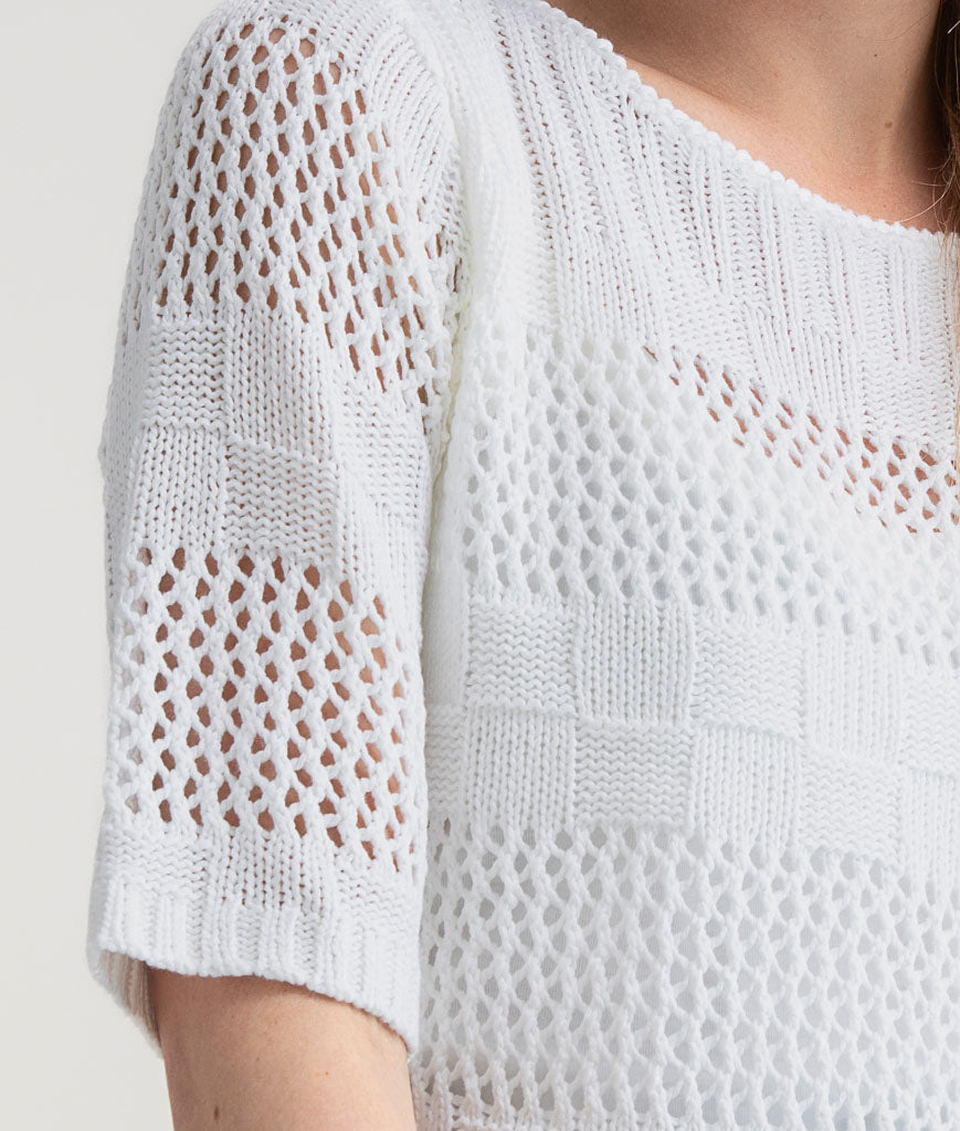 Marble Square Crochet Look Jumper