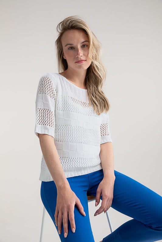 Marble Square Crochet Look Jumper
