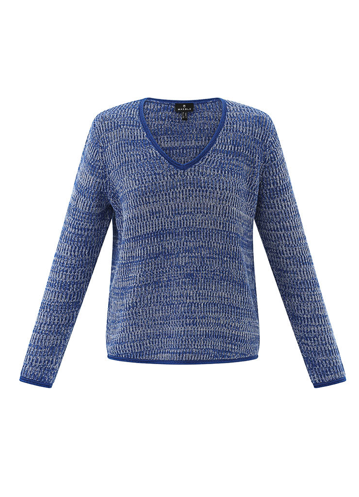 Marble Blue V Neck Jumper