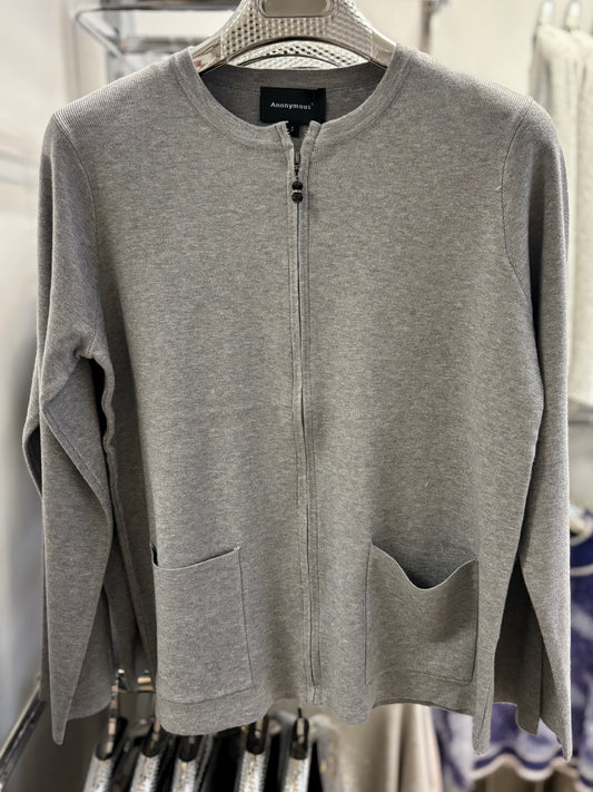 Anonymous Fine Knit Zip Cardigan