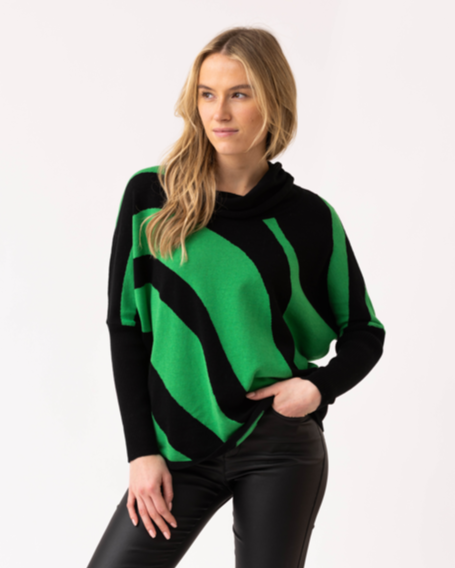 Marble Cowl Neck Wave Print Jumper