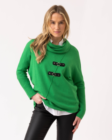 Marble Cowl Neck Buckle Jumper