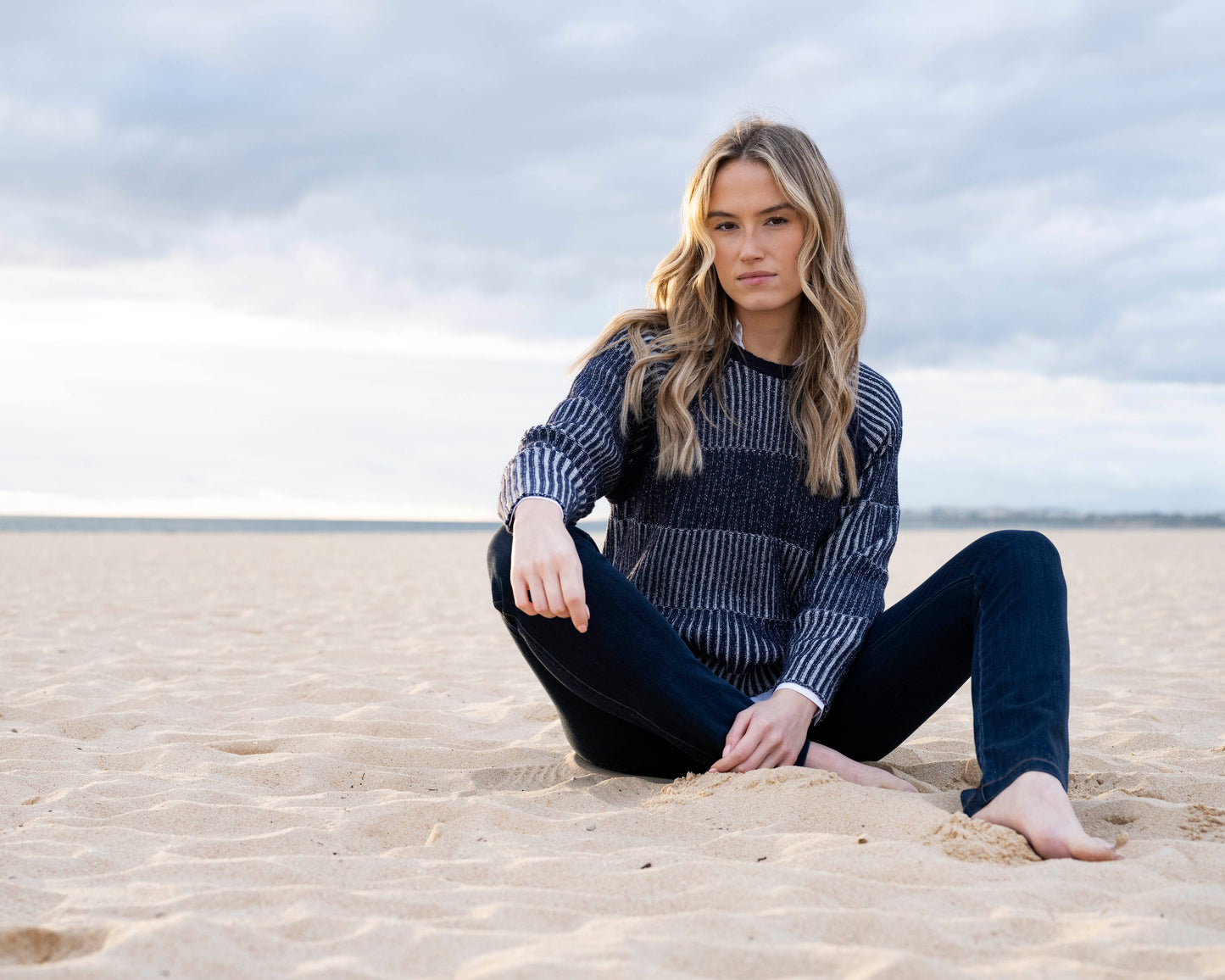 Marble Ribbed Jumper with Detached Roll Neck