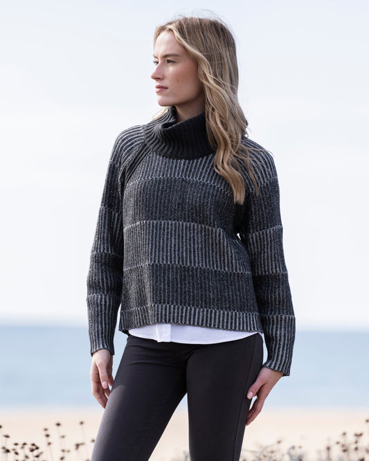 Marble Ribbed Jumper with Detached Roll Neck