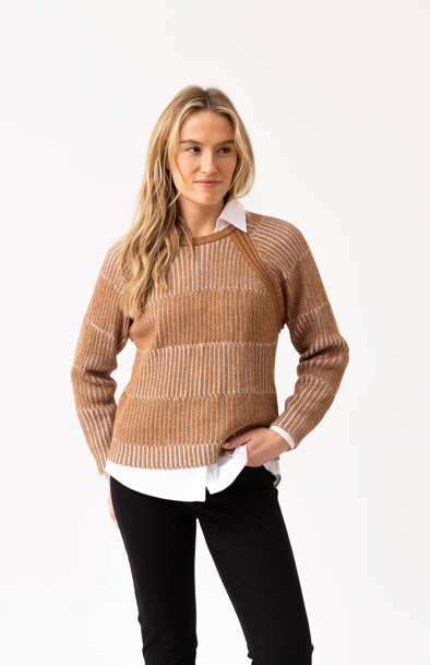 Marble Ribbed Jumper with Detached Roll Neck