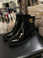 Load image into Gallery viewer, Patent Black Quilted Ankle Boots