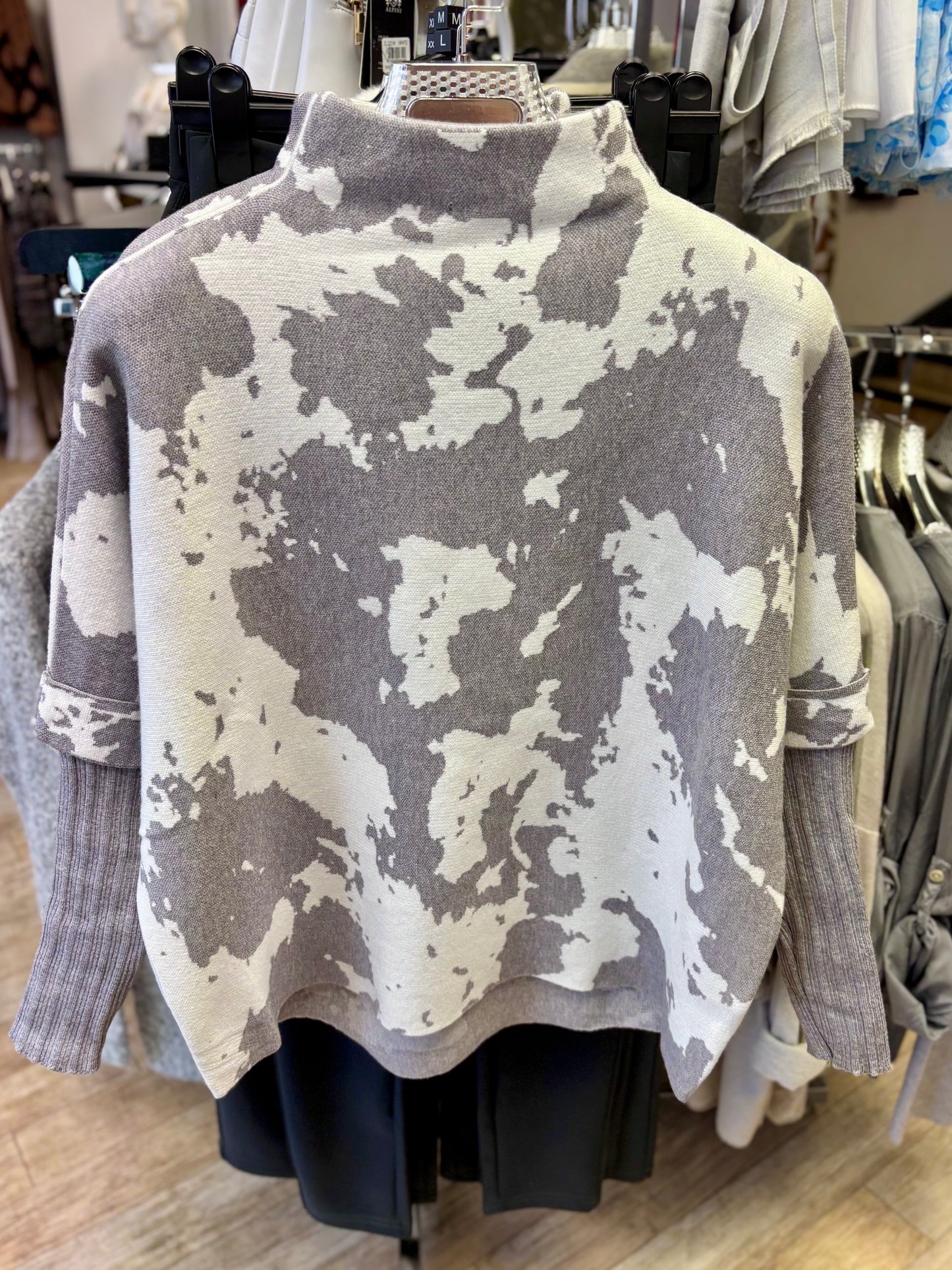 High Neck Cow Print Jumper