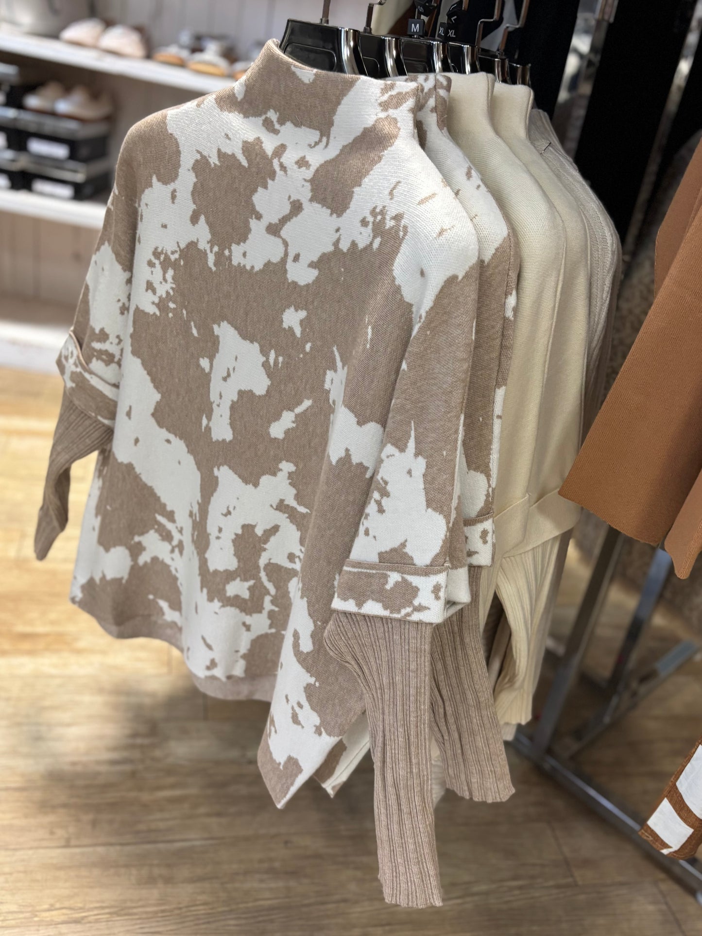 High Neck Cow Print Jumper
