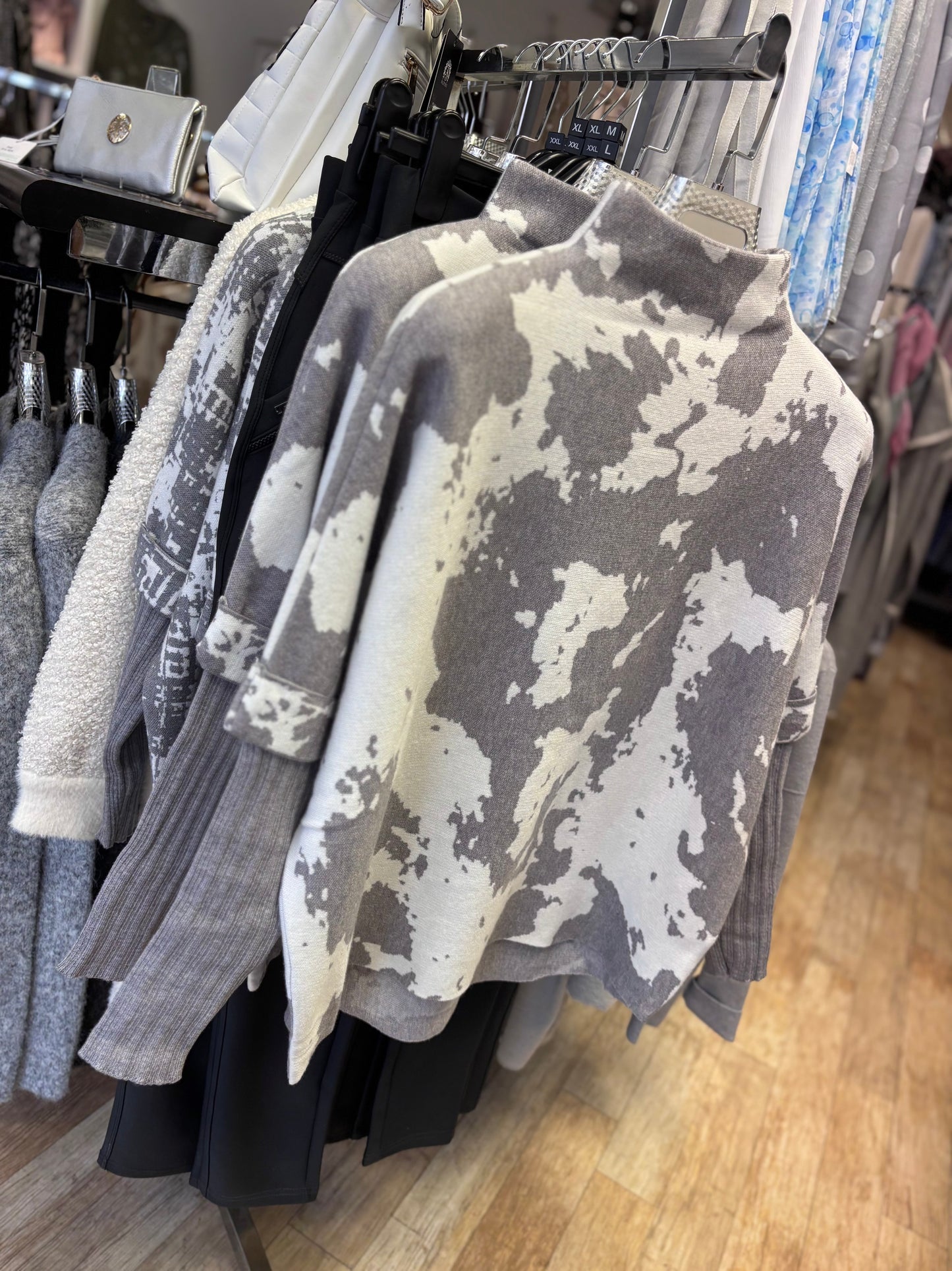 High Neck Cow Print Jumper