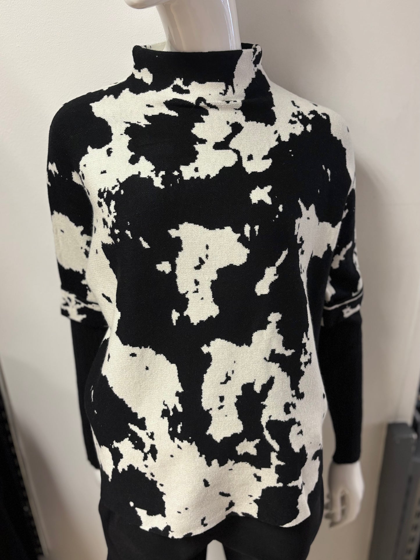 High Neck Cow Print Jumper