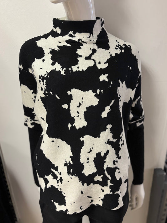 High Neck Cow Print Jumper