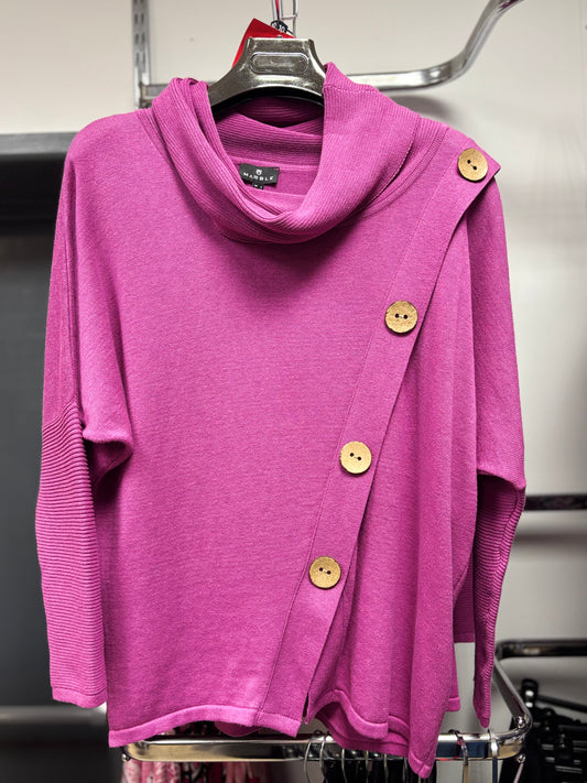 Marble Cowl Neck Button Jumper
