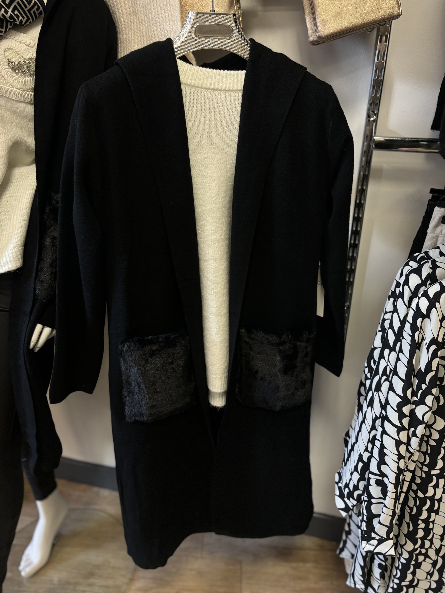 Faux Fur Pocket Edge to Edge Jacket