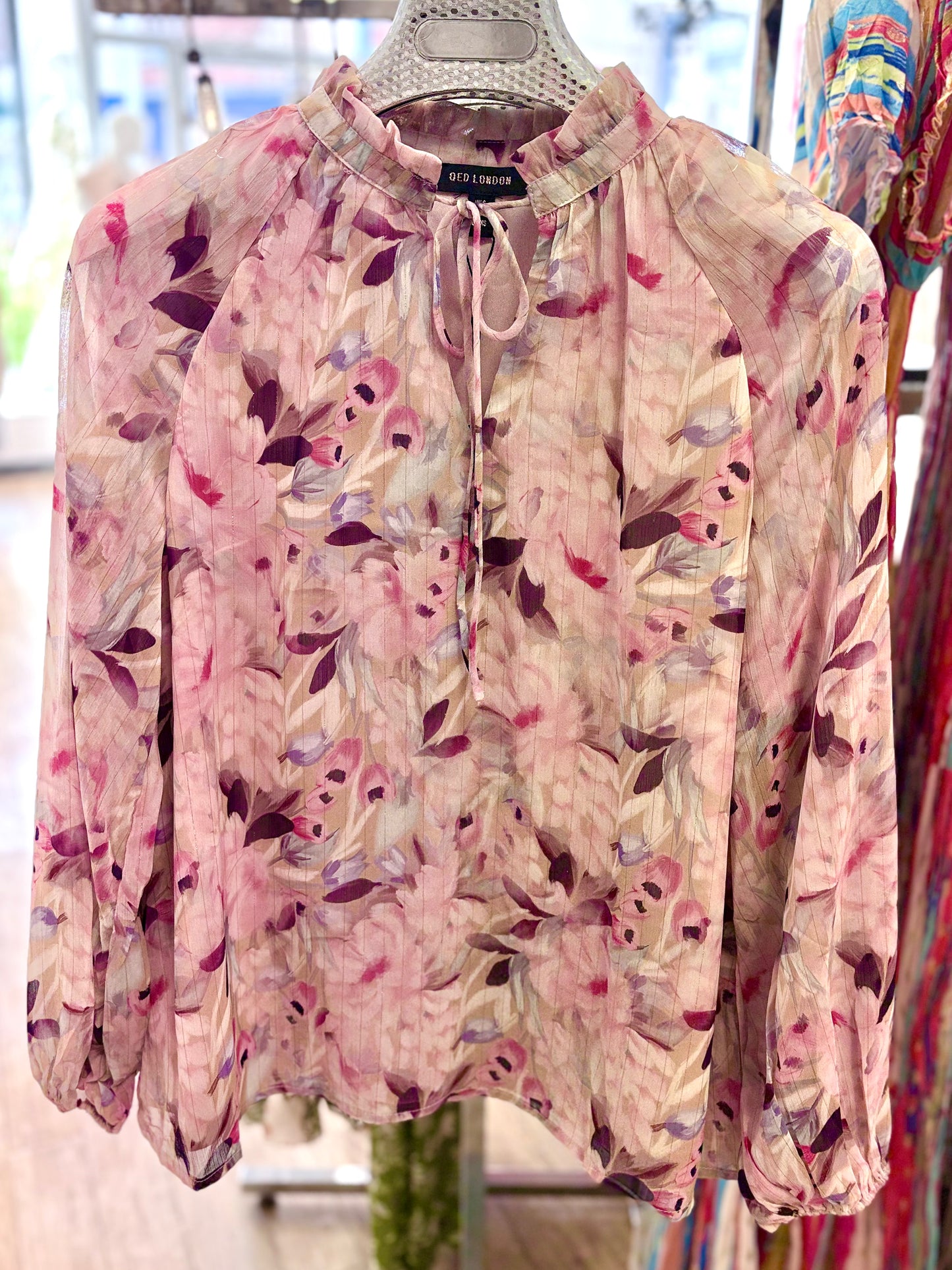 QED London Tie Neck Blouse