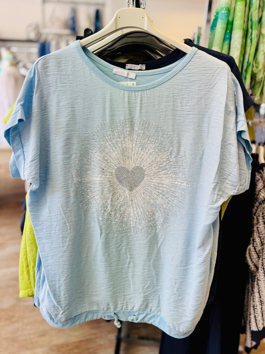 Diamante Heart Tie T-Shirt