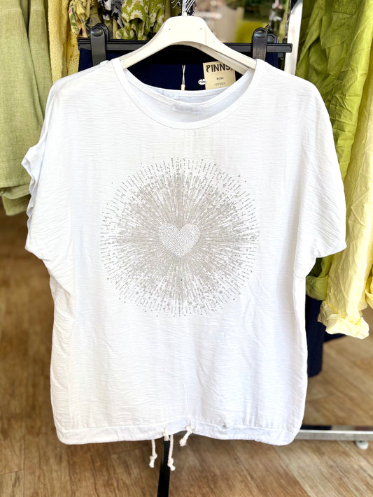 Diamante Heart Tie T-Shirt