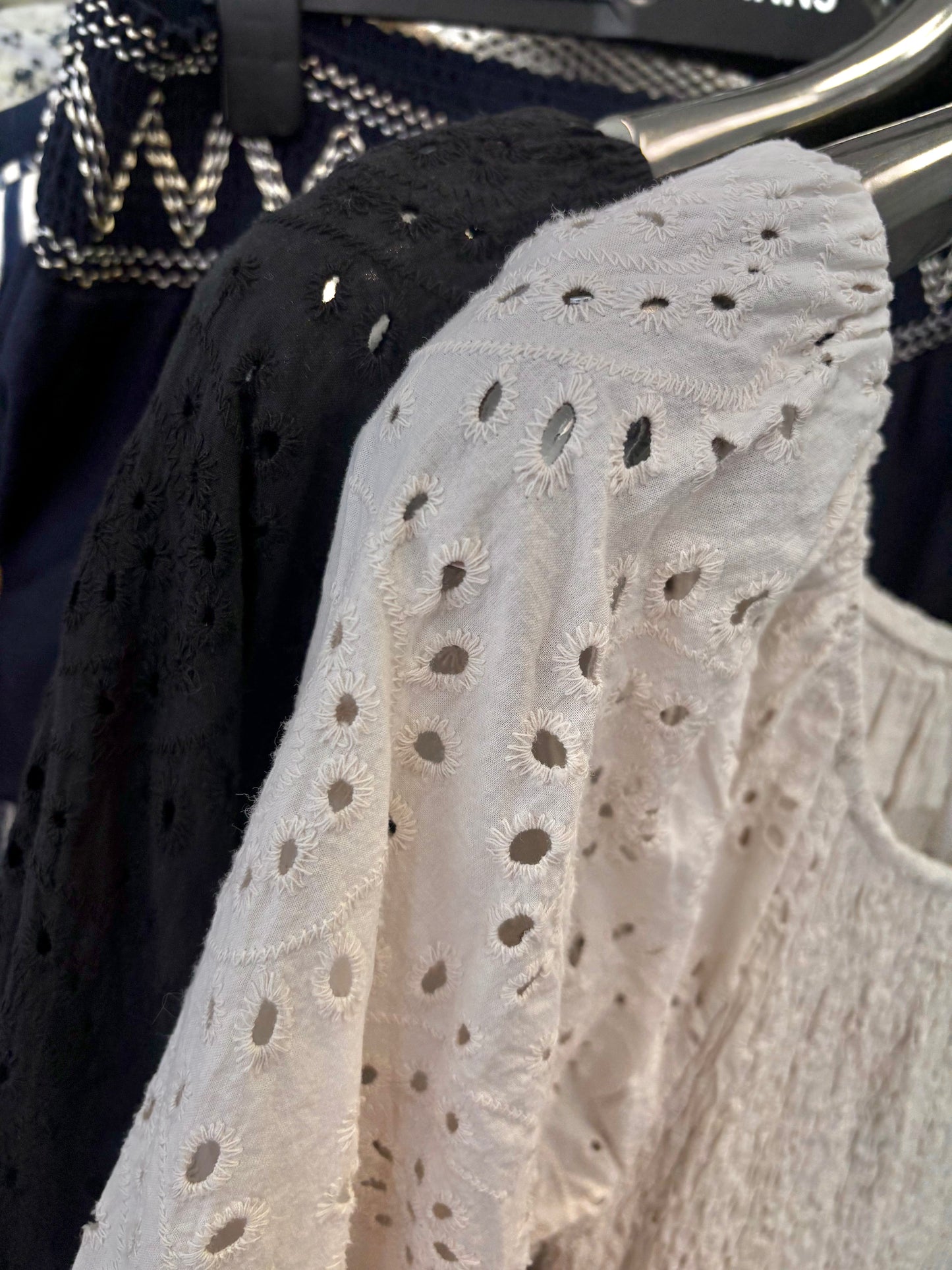 100% Cotton Shirred Broderie Maxi Dress