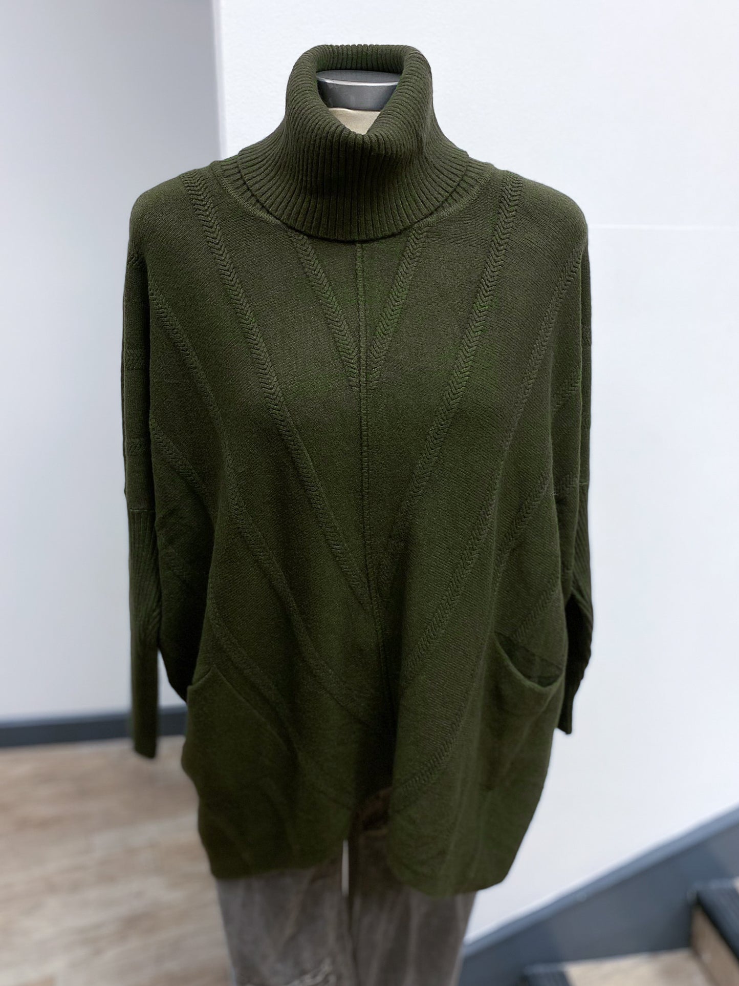 Polo Neck Long Chevron Jumper