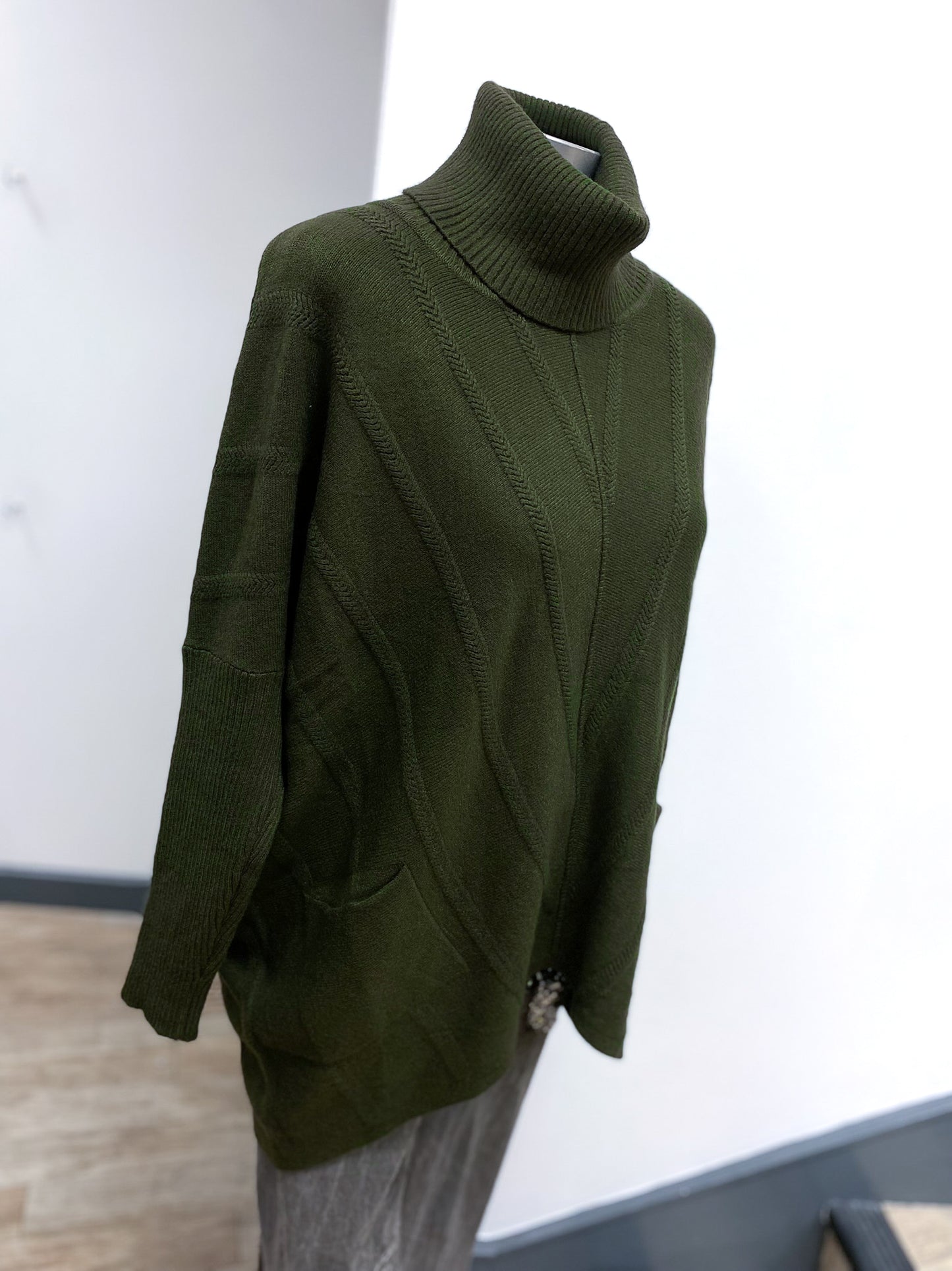 Polo Neck Long Chevron Jumper