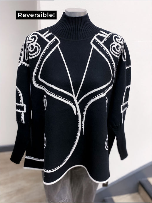 Reversible Collar & Button Printed Jumper