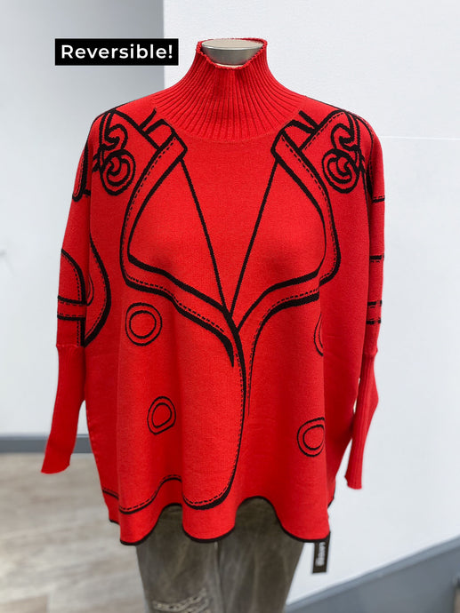 Reversible Collar & Button Printed Jumper