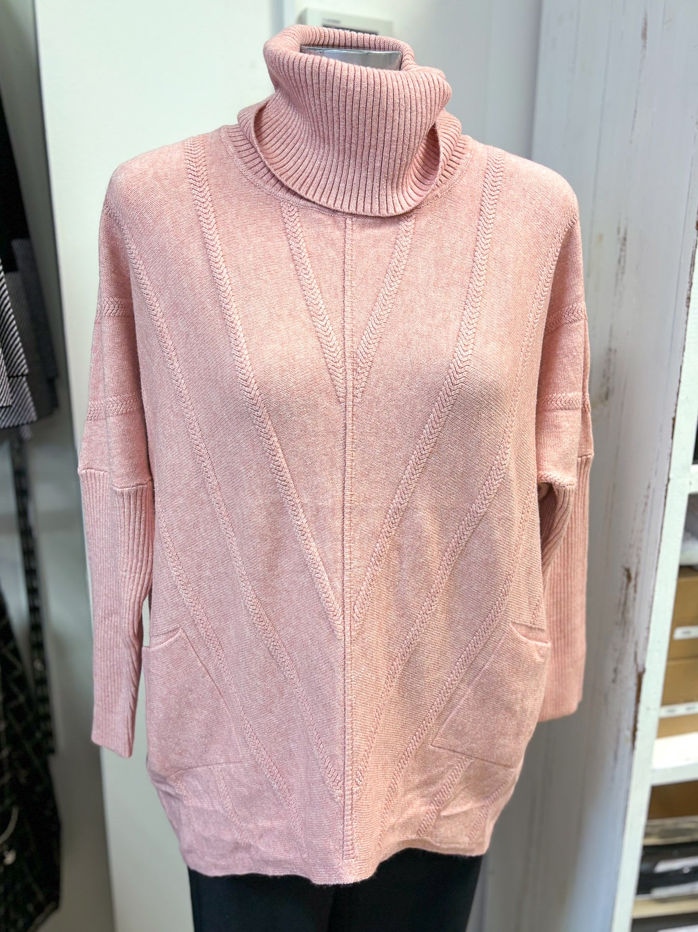 Polo Neck Long Chevron Jumper