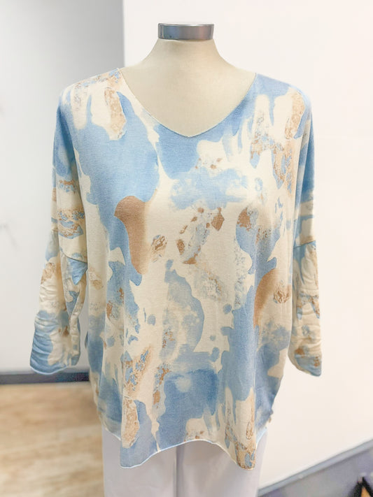Patterned V Neck Top