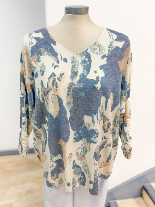 Patterned V Neck Top
