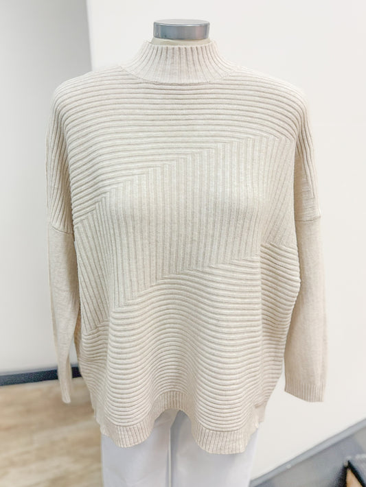 Ribbed Asymmetric Turtle Neck Jumper