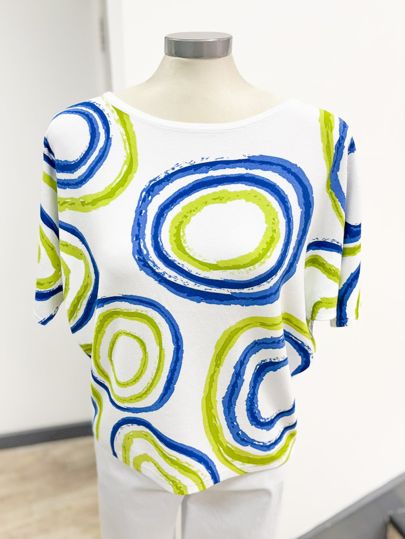 Marble Circles Print Fine Knit T-Shirt