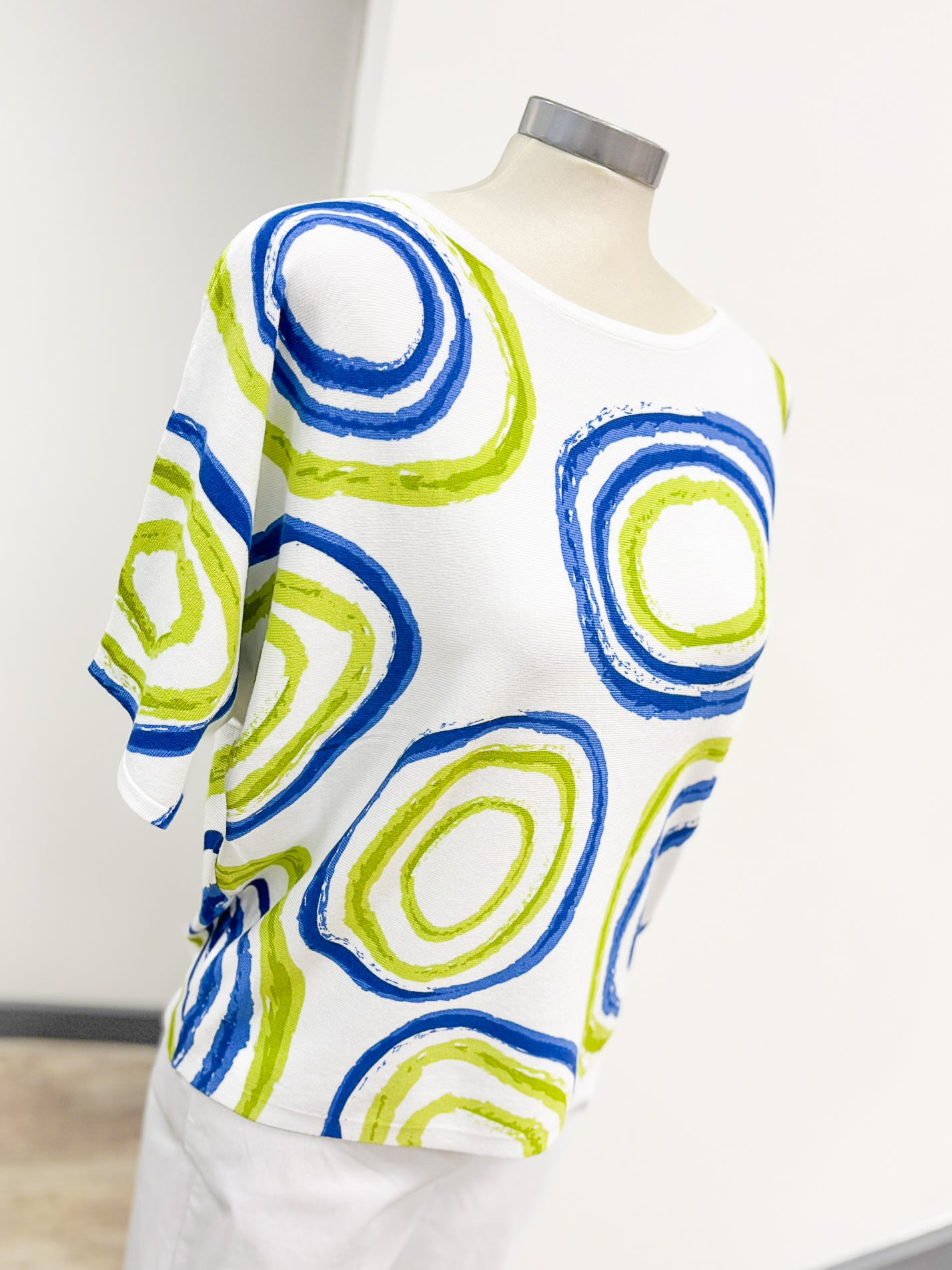Marble Circles Print Fine Knit T-Shirt