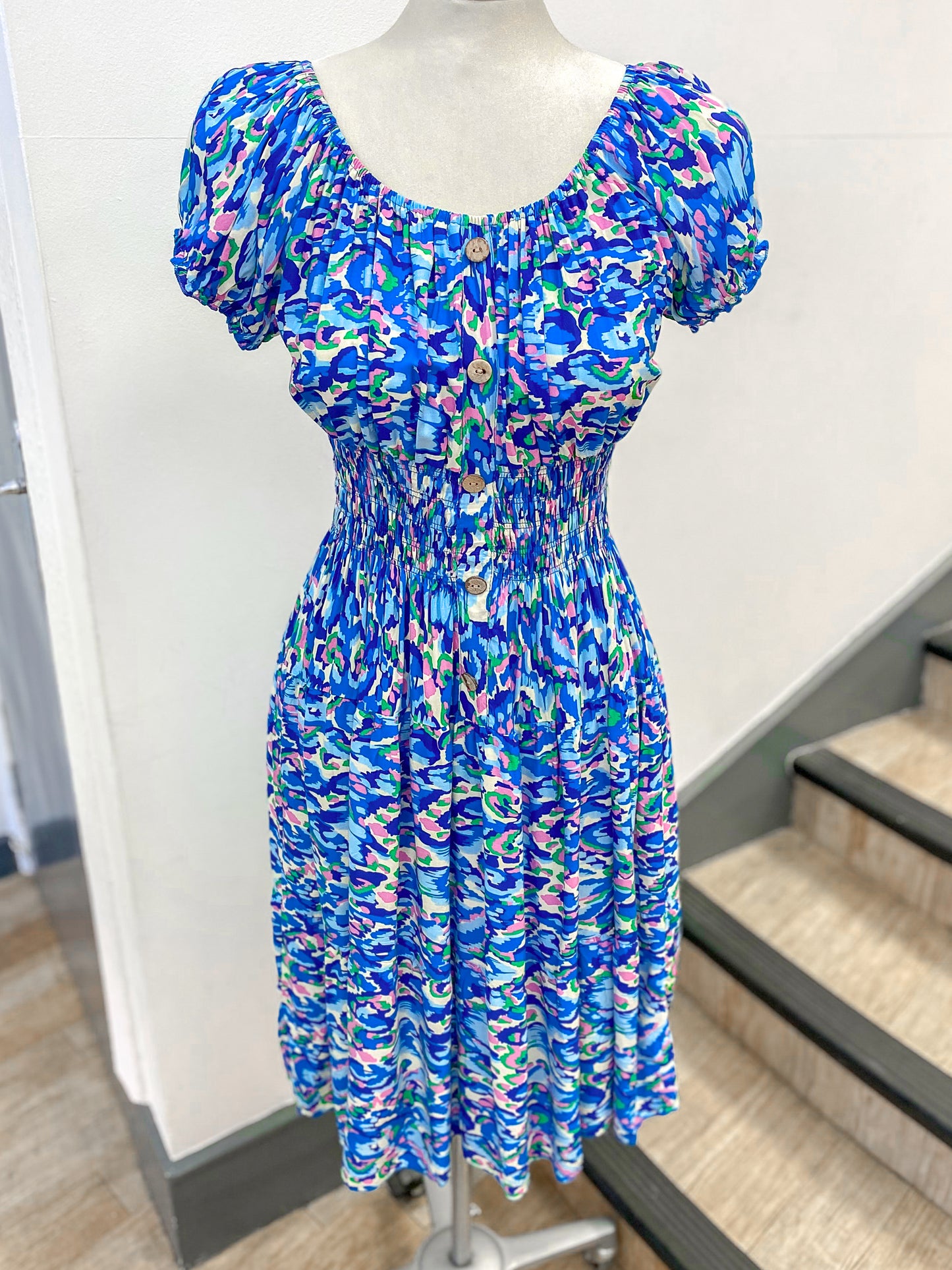 Shirred Waist Mini Dress