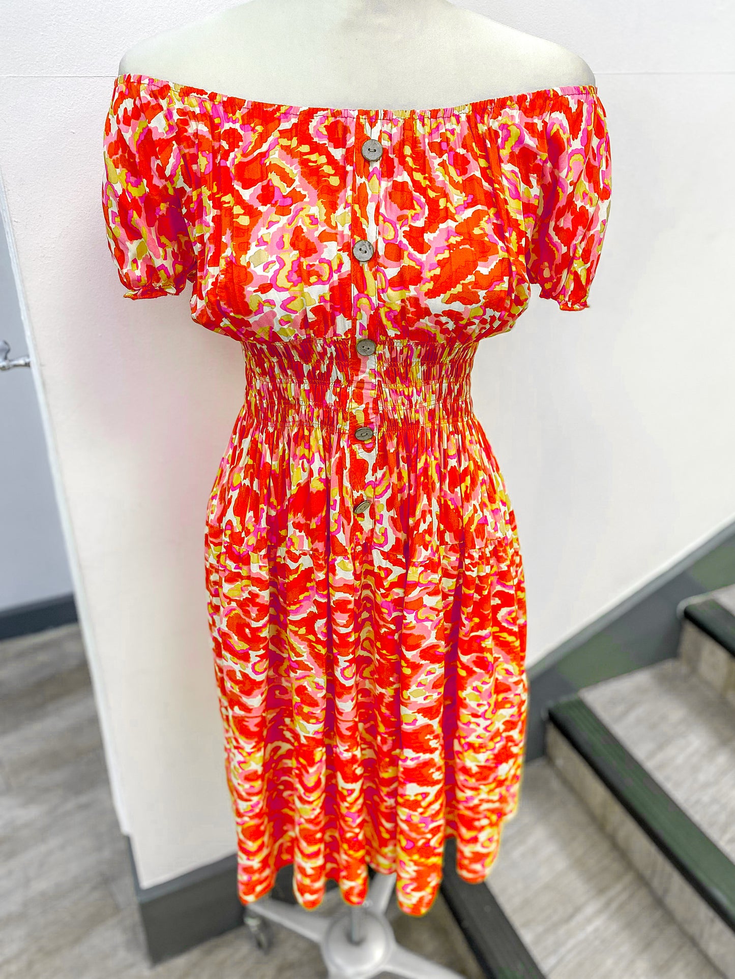 Shirred Waist Mini Dress