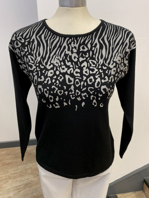 Marble Silver Foiled Animal Print Jumper
