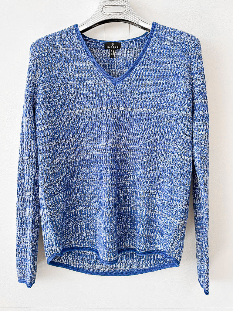 Marble Blue V Neck Jumper