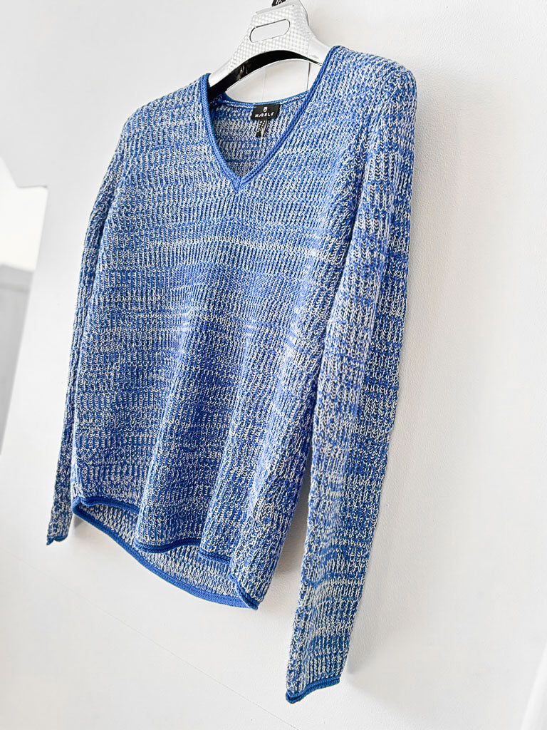 Marble Blue V Neck Jumper