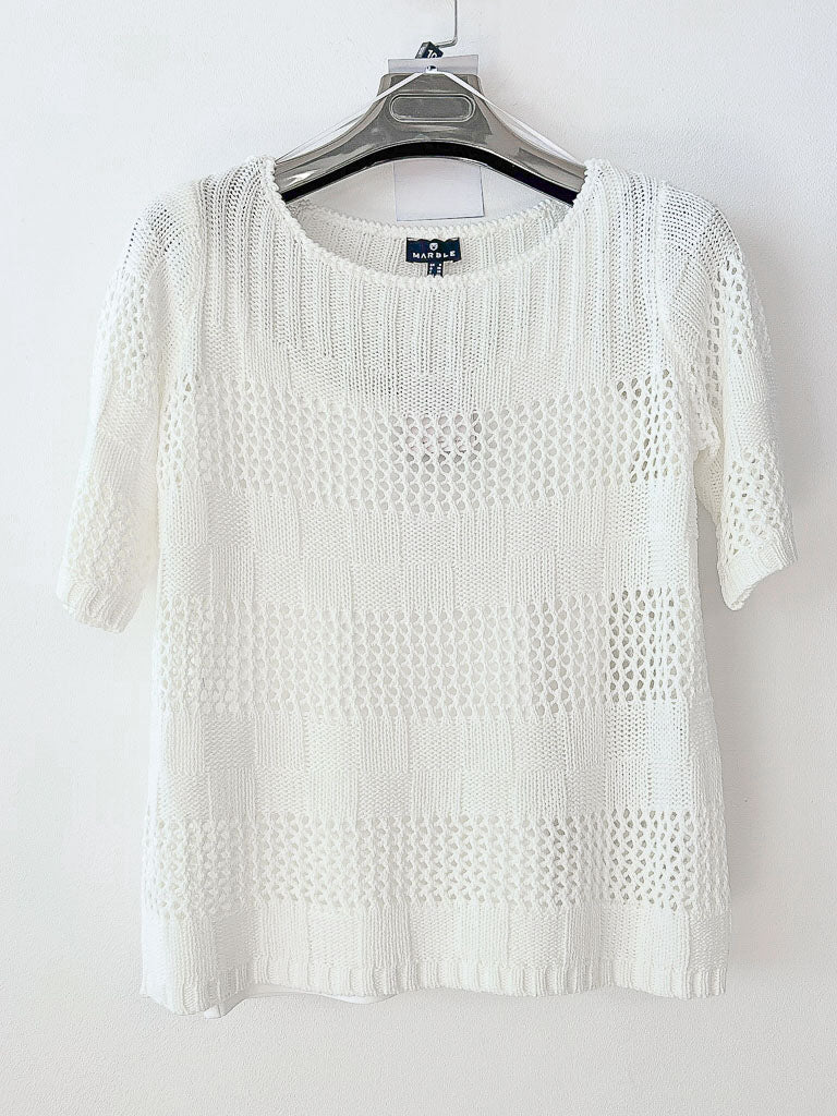 Marble Square Crochet Look Jumper