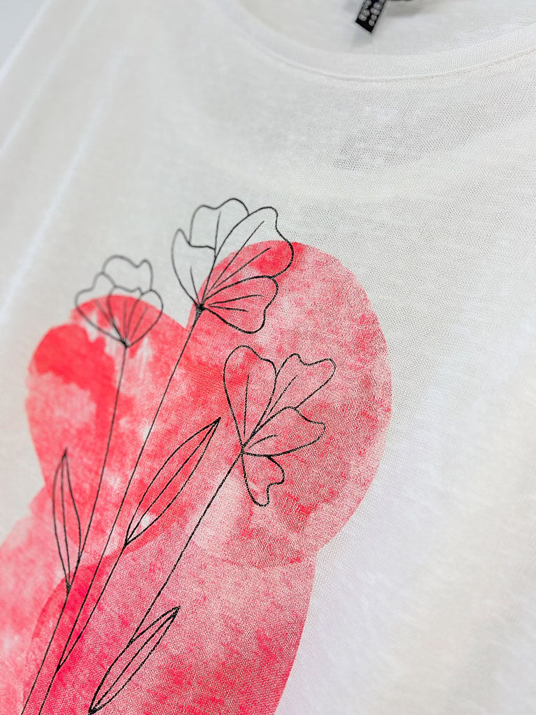 Marble Lightweight Flower Graphic Top