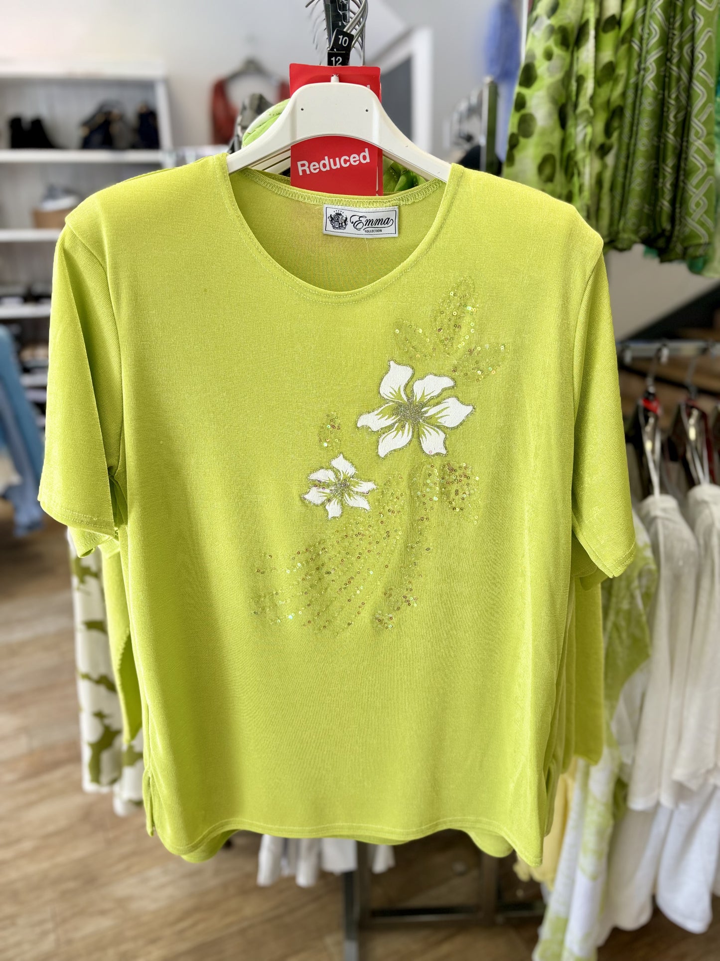 Green Sequin Flower T-Shirt