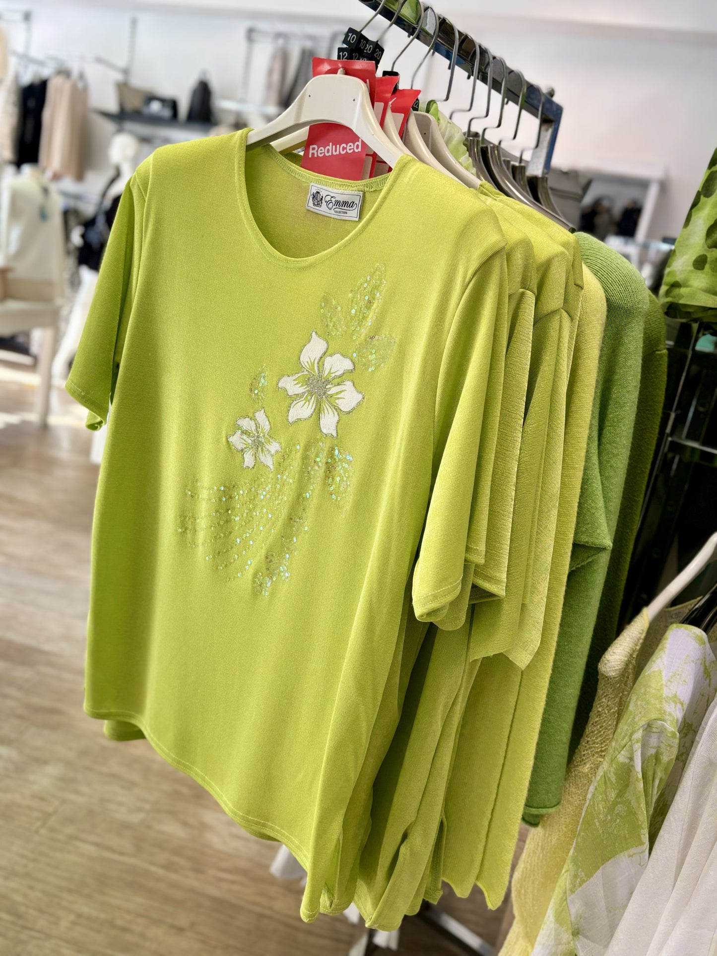Green Sequin Flower T-Shirt
