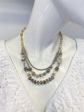 Load image into Gallery viewer, Tempest Layered Gold Grey Beaded Necklace