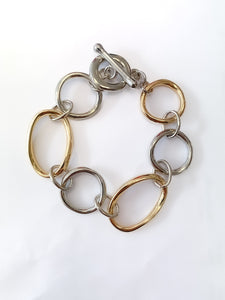Tempest Silver & Gold Hammered Circle Necklace and Bracelet