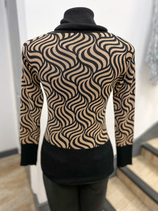 Marble Wave Print Polo Neck Jumper