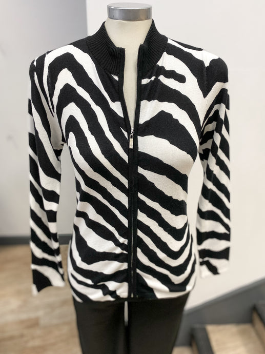 Marble Zebra Print Zipped Cardigan