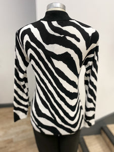 Marble Zebra Print Zipped Cardigan